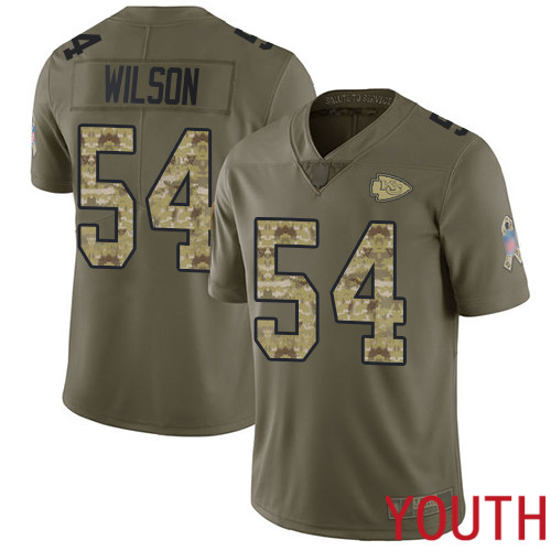Youth Kansas City Chiefs #54 Wilson Damien Limited Olive Camo 2017 Salute to Service Nike NFL Jersey